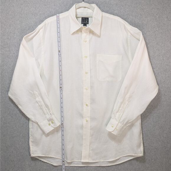 Jos A Bank Mens XXL Traveler Collection White 100% Linen Button Up Shirt - Picture 4 of 9